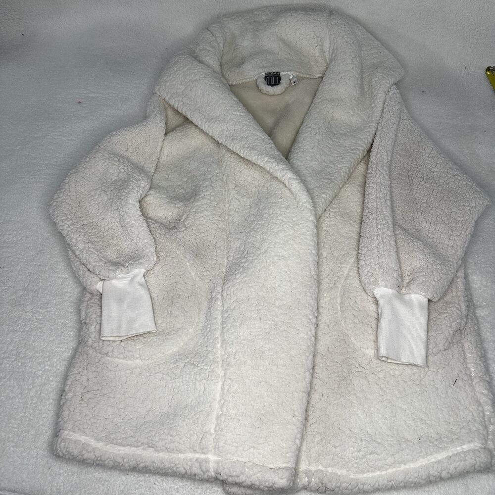 GILI The Lounger Sherpa Oversized Ivory Long Sleeve Jacket Size M/L Petite